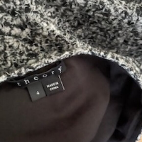  Theory Gantrima K Tweed Knit Black White A-Line Wrap Skirt Size 4 - Picture 11 of 11